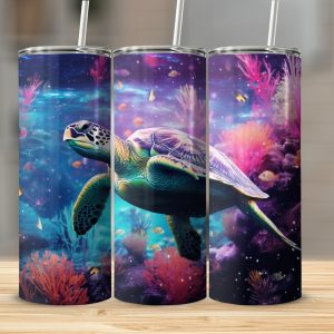 Turtle Power: Bright Sea Life Tumbler for  a Bold Sip
