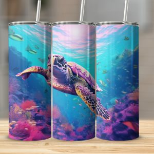 Sea Turtle Splash: Stylish and Insulated  Tumbler