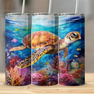 Coastal Cruiser:  Sea Turtle Thermal Tumbler for Drinks on the Go