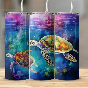 Turtle in the Waves: Stylish Drinkware  for the Beach