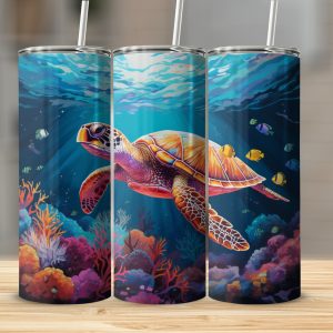 Turtle Tracks: Colorful Tumbler for Sea  Lovers