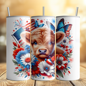 Patriotic Highland Cow 20oz Tumbler